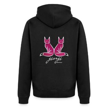 Pink Fox Classic - Unisex Premium Bio Zip Hoodie - Schwarz - Hinten - Nico (187cm)