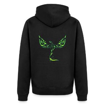Adler-Adler-Adler-Adler-Vogel-Vogel - Unisex Premium Bio Zip Hoodie - Schwarz - Hinten - Nico (187cm)