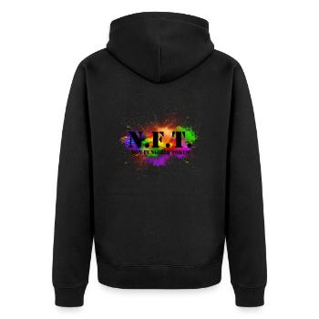 NFT Explosion II - Unisex Premium Organic Zip Hoodie - black - Back - Nico (187cm)