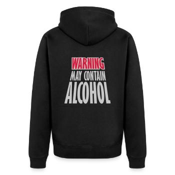Warning May Contain Alcohol - Unisex Premium Organic Zip Hoodie - black - Back - Nico (187cm)
