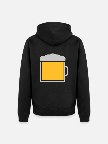 Large beer glass icon logo - Unisex Premium Organic Zip Hoodie - black