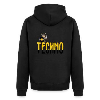 Techno-Wikinger - Unisex Premium Bio Zip Hoodie - Schwarz - Hinten - Nico (187cm)