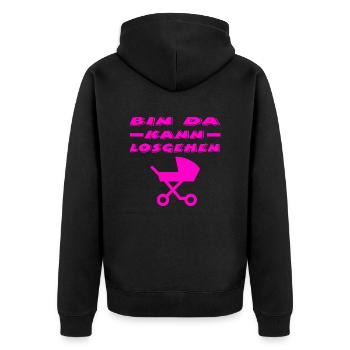 Baby - Unisex Premium Bio Zip Hoodie - Schwarz - Hinten - Nico (187cm)