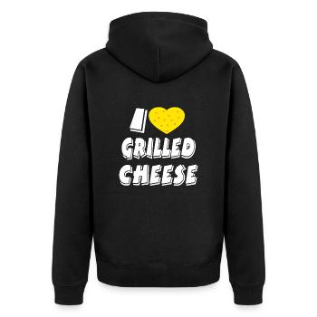 Cheese - Unisex Premium Organic Zip Hoodie - black - Back - Nico (187cm)