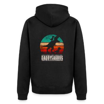 Daddysaurus - Unisex Premium Bio Zip Hoodie - Schwarz - Hinten - Nico (187cm)