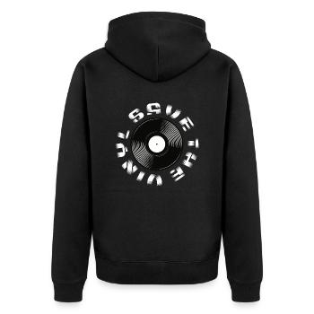 Save The Vinyl - Unisex Premium Bio Zip Hoodie - Schwarz - Hinten - Nico (187cm)