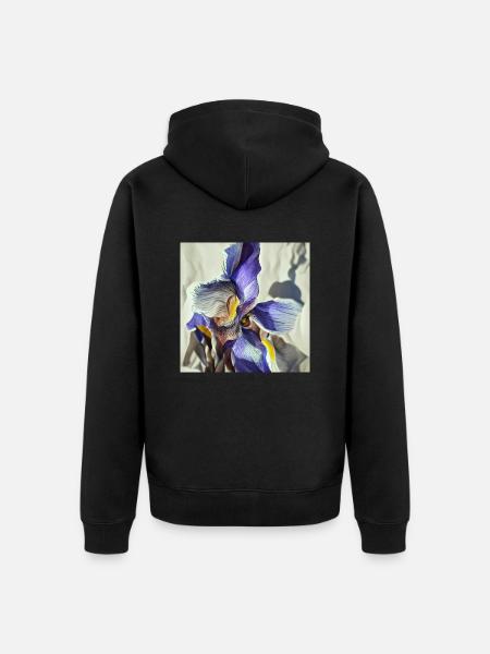 Purple iris flower in full bloom - Unisex Premium Organic Zip Hoodie - black
