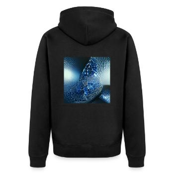 Unterwasserblau leuchtende abstrakte geheimnisvolle Welt - Unisex Premium Bio Zip Hoodie - Schwarz - Hinten - Nico (187cm)