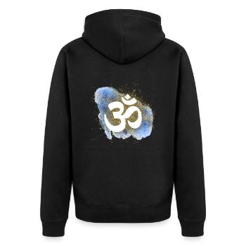 om zeichen gold wasser elemente chakra - Unisex Premium Bio Zip Hoodie - Schwarz - Hinten - Nico (187cm)