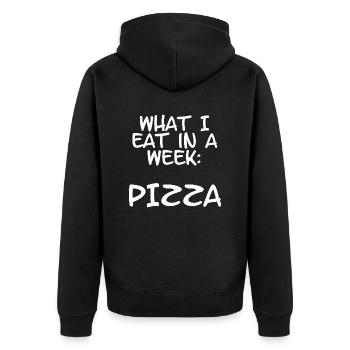 what I eat in a week: pizza -Sayings - Gift - Unisex Premium Organic Zip Hoodie - black - Back - Nico (187cm)