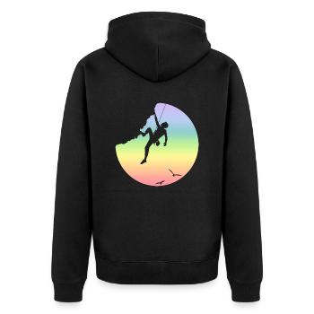 Climbing - Unisex Premium Organic Zip Hoodie - black - Back - Nico (187cm)