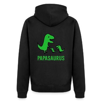 Papasaurus Vater Dinosaurier Strichmännchen Humor - Unisex Premium Bio Zip Hoodie - Schwarz - Hinten - Nico (187cm)