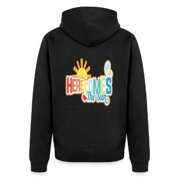 Here comes the Sun - Unisex Premium Bio Zip Hoodie - Schwarz - Hinten - Nico (187cm)