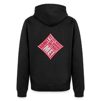 boring life without me - Unisex Premium Organic Zip Hoodie - black - Back - Nico (187cm)