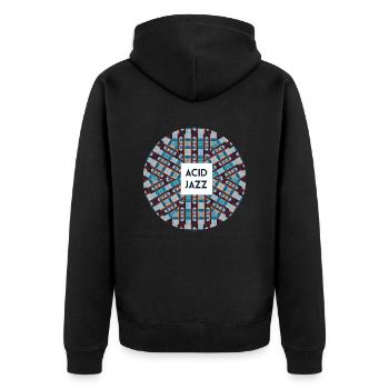 Modern Acid Jazz Music - Unisex Premium Bio Zip Hoodie - Schwarz - Hinten - Nico (187cm)