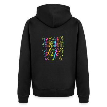 Think outside the box positive thoughts happy - Unisex Premium Organic Zip Hoodie - black - Back - Nico (187cm)