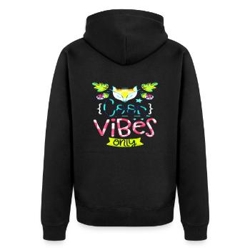 Denken Sie über den Tellerrand hinaus positive Gedanken glücklich - Unisex Premium Bio Zip Hoodie - Schwarz - Hinten - Nico (187cm)