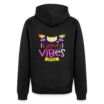 Denken Sie über den Tellerrand hinaus positive Gedanken glücklich - Unisex Premium Bio Zip Hoodie - Schwarz - Hinten - Nico (187cm)