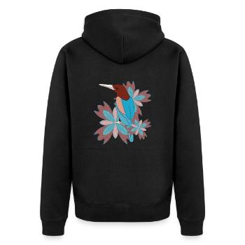 Mandala Vogel - Unisex Premium Bio Zip Hoodie - Schwarz - Hinten - Nico (187cm)