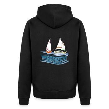 Segelboote - Unisex Premium Bio Zip Hoodie - Schwarz - Hinten - Nico (187cm)