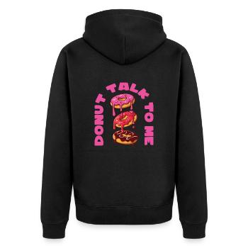 Donut talk to me - Unisex Premium Bio Zip Hoodie - Schwarz - Hinten - Nico (187cm)