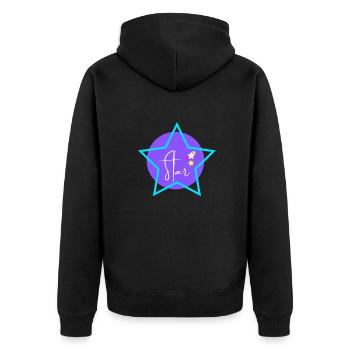 star - Unisex Premium Bio Zip Hoodie - Schwarz - Hinten - Nico (187cm)