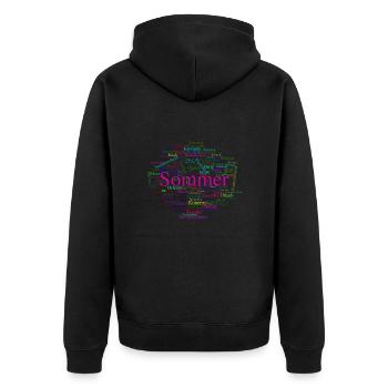 Sommer (word cloud, Wortwolke) - Unisex Premium Bio Zip Hoodie - Schwarz - Hinten - Nico (187cm)
