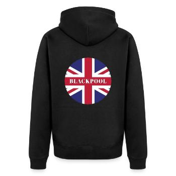 Blackpool - Unisex Premium Organic Zip Hoodie - black - Back - Nico (187cm)