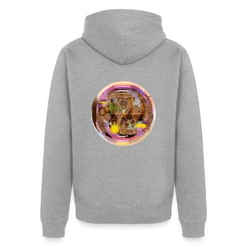 BubbleBär - Unisex Premium Bio Zip Hoodie - Grau meliert - Hinten - Nico (187cm)