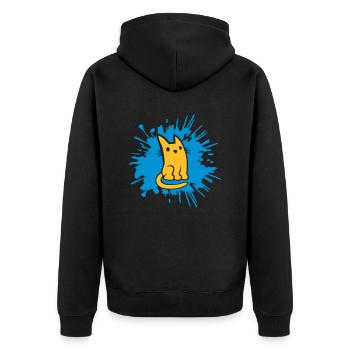 Gouttes de couleur blobs chat bande dessinée - Veste à capuche bio Premium Unisexe - noir - Dos - Nico (187cm)