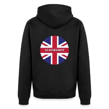 Aldershot - Unisex Premium Bio Zip Hoodie - Schwarz - Hinten - Nico (187cm)