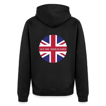 Alles, was du brauchst, ist Liebe - Unisex Premium Bio Zip Hoodie - Schwarz - Hinten - Nico (187cm)