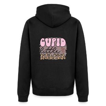 Amor Kleiner Helfer - Unisex Premium Bio Zip Hoodie - Schwarz - Hinten - Nico (187cm)