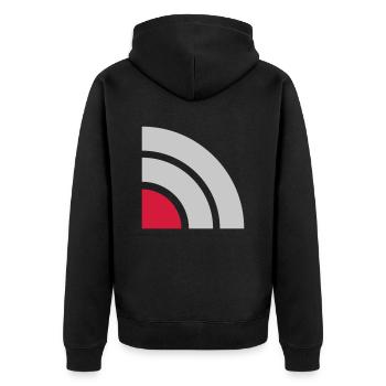 Problèmes de connexion Wifi de l’icône de téléphone mobile - Veste à capuche bio Premium Unisexe - noir - Dos - Nico (187cm)