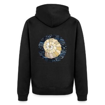 Muschel - Unisex Premium Bio Zip Hoodie - Schwarz - Hinten - Nico (187cm)