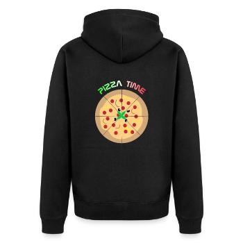 PIZZA ITALY - Unisex Premium Organic Zip Hoodie - black - Back - Nico (187cm)