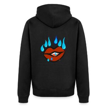 Lippen suchen Tränen v11.00 - Unisex Premium Bio Zip Hoodie - Schwarz - Hinten - Nico (187cm)