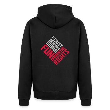 wanna have fundamental rights - Unisex Premium Organic Zip Hoodie - black - Back - Nico (187cm)