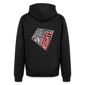 wanna have fundamental rights - Unisex Premium Organic Zip Hoodie - black - Back - Nico (187cm)