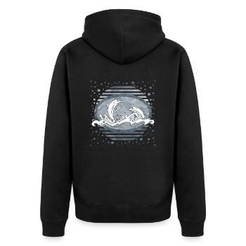 Delphine - Unisex Premium Bio Zip Hoodie - Schwarz - Hinten - Nico (187cm)