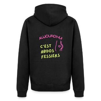 Aujourd'hui c'est abdos fessiers - Veste à capuche bio Premium Unisexe - noir - Dos - Nico (187cm)