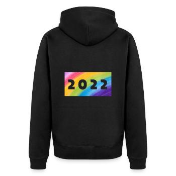 Pride 2022 - Unisex Premium Bio Zip Hoodie - Schwarz - Hinten - Nico (187cm)