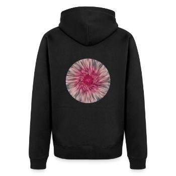 Tie Dye Abstract Flower Motive - Unisex Premium Bio Zip Hoodie - Schwarz - Hinten - Nico (187cm)