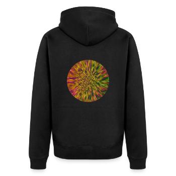Pink Green Abstract Flower Motive - Unisex Premium Bio Zip Hoodie - Schwarz - Hinten - Nico (187cm)