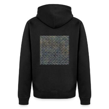 Gold Tie Dye Textile Muster - Unisex Premium Bio Zip Hoodie - Schwarz - Hinten - Nico (187cm)