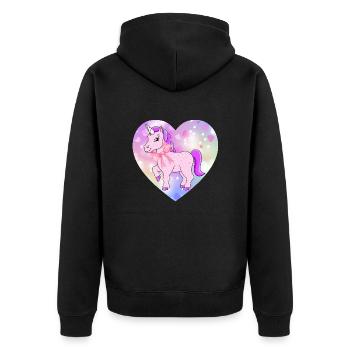 Einhorn - Unisex Premium Bio Zip Hoodie - Schwarz - Hinten - Nico (187cm)