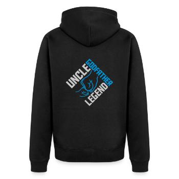 Uncle Godfather Legend Zitat - Unisex Premium Bio Zip Hoodie - Schwarz - Hinten - Nico (187cm)