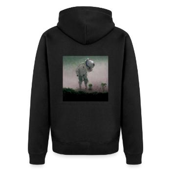 Lonely Voyager 026 - Unisex Premium Bio Zip Hoodie - Schwarz - Hinten - Nico (187cm)
