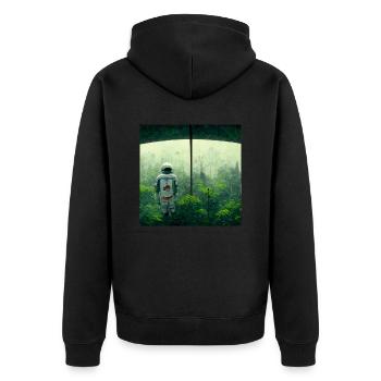 Lonely Voyager 013 - Unisex Premium Bio Zip Hoodie - Schwarz - Hinten - Nico (187cm)