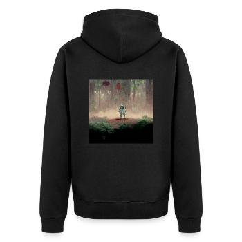 Lonely Voyager 032 - Unisex Premium Bio Zip Hoodie - Schwarz - Hinten - Nico (187cm)